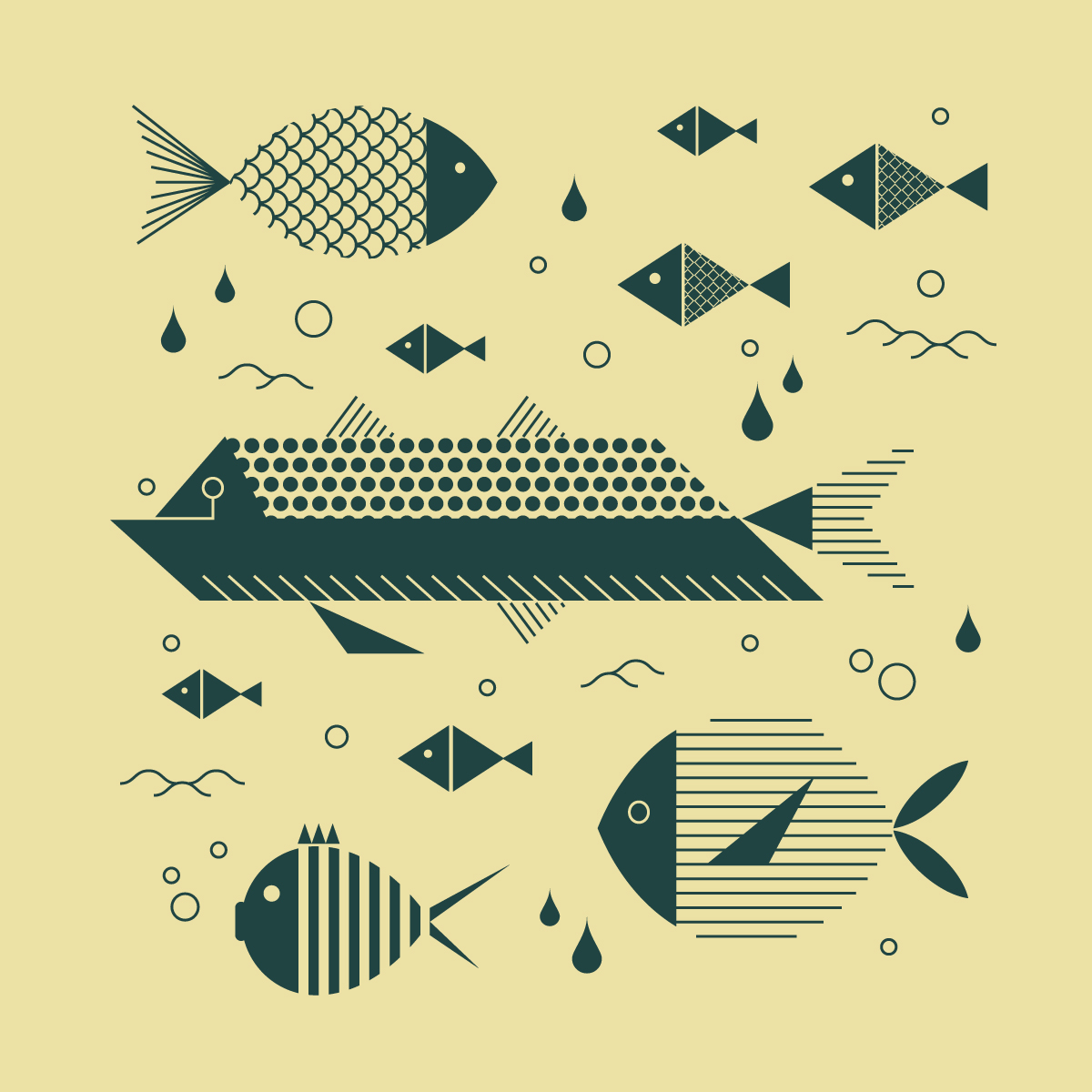 illustration vectorielle minimaliste de poissons 